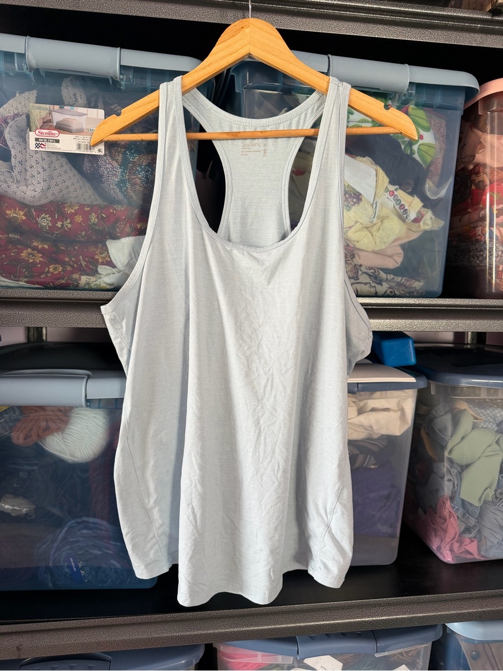 BUNDLE of 2 Jockey Light Blue/Grey Women's Racerback Tank Tops XL